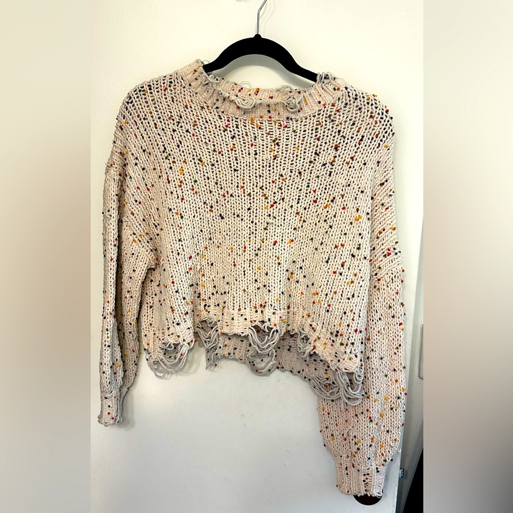 Distressed long sleeve crop top